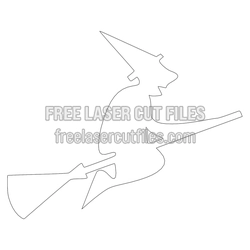 Witch on Broom Halloween Laser Cut File, Ready to Cut