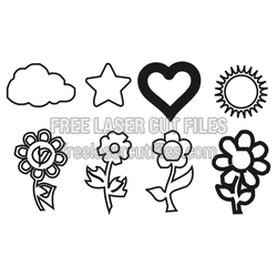 Free Flower and Shape Laser Cut Template Set