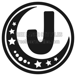 Moon Alphabet Key Ring Letter "J" Laser Cut Design