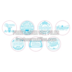 Beer Label Round Coaster Set - Laser Ready Template Pack