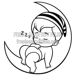 Cute Sleeping Baby on the Moon Laser Cut Design