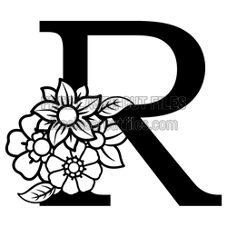 Floral Monogram Letter R Free Laser Cut File