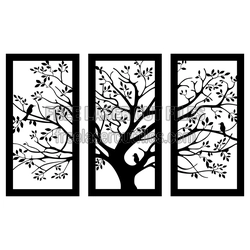 Triple Tree Panel Wall Art Laser Cut File