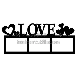 Love Hearts Triple Photo Holder Laser Cut File