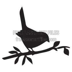 Perched Songbird Silhouette Laser Cut File