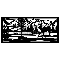 Deer Forest Scene Laser Cut Wall Decor Template
