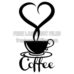 Coffee Love Heart Sign SVG for Laser Cut DIY Decor