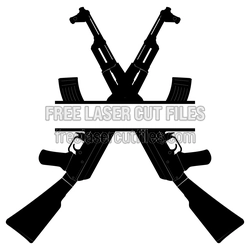 Crossed Gun Monogram SVG Cut File for Laser Crafting