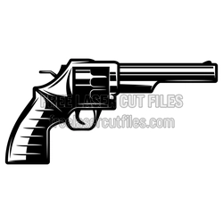 Revolver Pistol and Bullet Clipart Laser Cut File