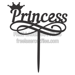 Princess Crown Cake Topper Laser Cut File
