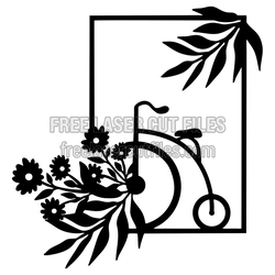 Romantic Bicycle Floral Decor Laser Cut Template