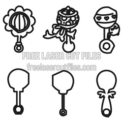 Baby Rattle Laser Cut File, Cute Nursery Craft Design