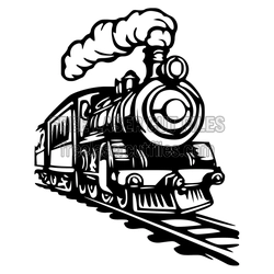 Vintage Steam Locomotive Laser Cut File, Retro Train Clipart