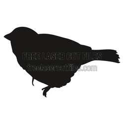 Bird Silhouette Laser Cut File, Perched Songbird Template