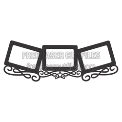 Decorative Three-Photo Frame Laser Cut File, Ready to Cut
