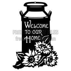 Welcome to Our Home Milk Can Flower Sign Design