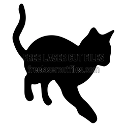 Walking Cat Silhouette Free Laser Cut File