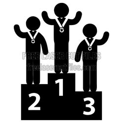 Winner Podium Medal Silhouette Clipart, Ready to Cut