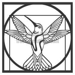 Flying Hummingbird Geometric Panel Laser Cut File