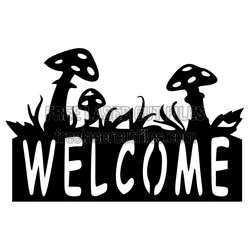 Mushroom Welcome Sign SVG for Laser Cutting