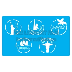 Country Travel Stencil Set with Landmark Silhouettes