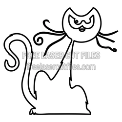 Playful Cat Laser Cut File, Ready to Cut Halloween Decor