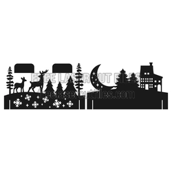 Christmas Scene Layered Shelf Insert Laser Cut File
