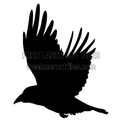 Flying Raven Silhouette Laser Cut File, Ready to Cut