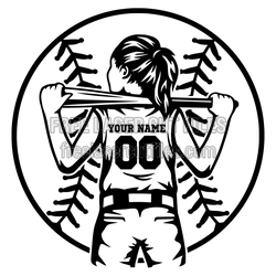 Custom Softball Girl Name and Number Cut File