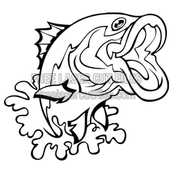 Jumping Bass Fish Clipart Laser Cut Design