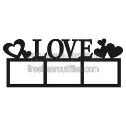 Love Photo Frame Laser Cut Design with Heart Accents