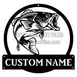Personalized Bass Fish Sign Ready to Cut for Fishermen
