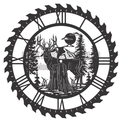 Deer Forest Clock Design, Laser Cut Wall Clock File