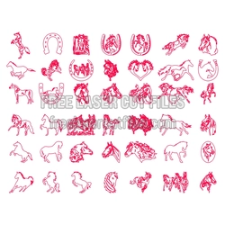 Horse Motif Bundle for Laser Cutting, Ready to Cut DXF