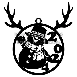 Reindeer Snowman Christmas Ornament Laser Cut File