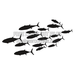 School of Fish Silhouette Laser Cut File, Ready to Cut