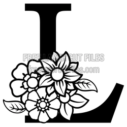 Floral Monogram Letter "L" Free Laser Cut Design