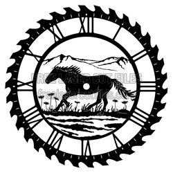 Horse Silhouette Clock Face Laser Cut File, Ready to Cut