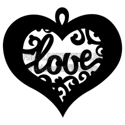 I Love You Heart Ornament Laser Cut Template