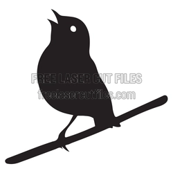 Perched Songbird Silhouette Laser Cut File, Ready to Cut