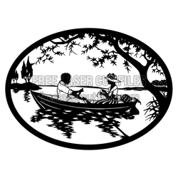 Romantic Rowboat Lake Scene Laser Cut File