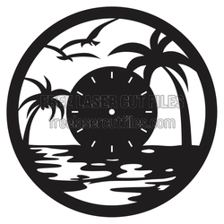 Tropical Palm Tree Wall Clock Laser Cut File