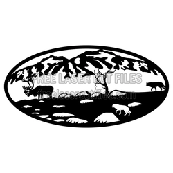 Wolf and Elk Forest Scene Laser Cut SVG