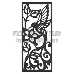 Hummingbird and Floral Laser Cut Panel, Ready to Cut