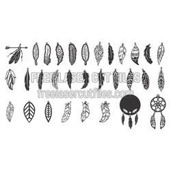 Boho Feather Dreamcatcher Design Set, Laser Ready Cut File