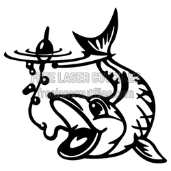 Fishing Bass with Lure Laser Cut Fish Silhouette