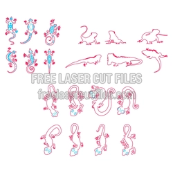 Gecko and Lizard Silhouette Set for Laser Cut Design