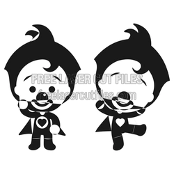 Cute Boy and Girl Superhero Character Laser Cut Files