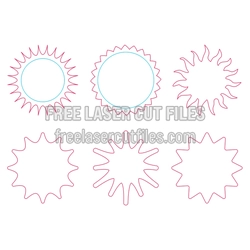 Set of Sunburst Circle Frames for Laser Cutting