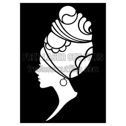 African Woman Profile Clipart Design for Laser Cutting